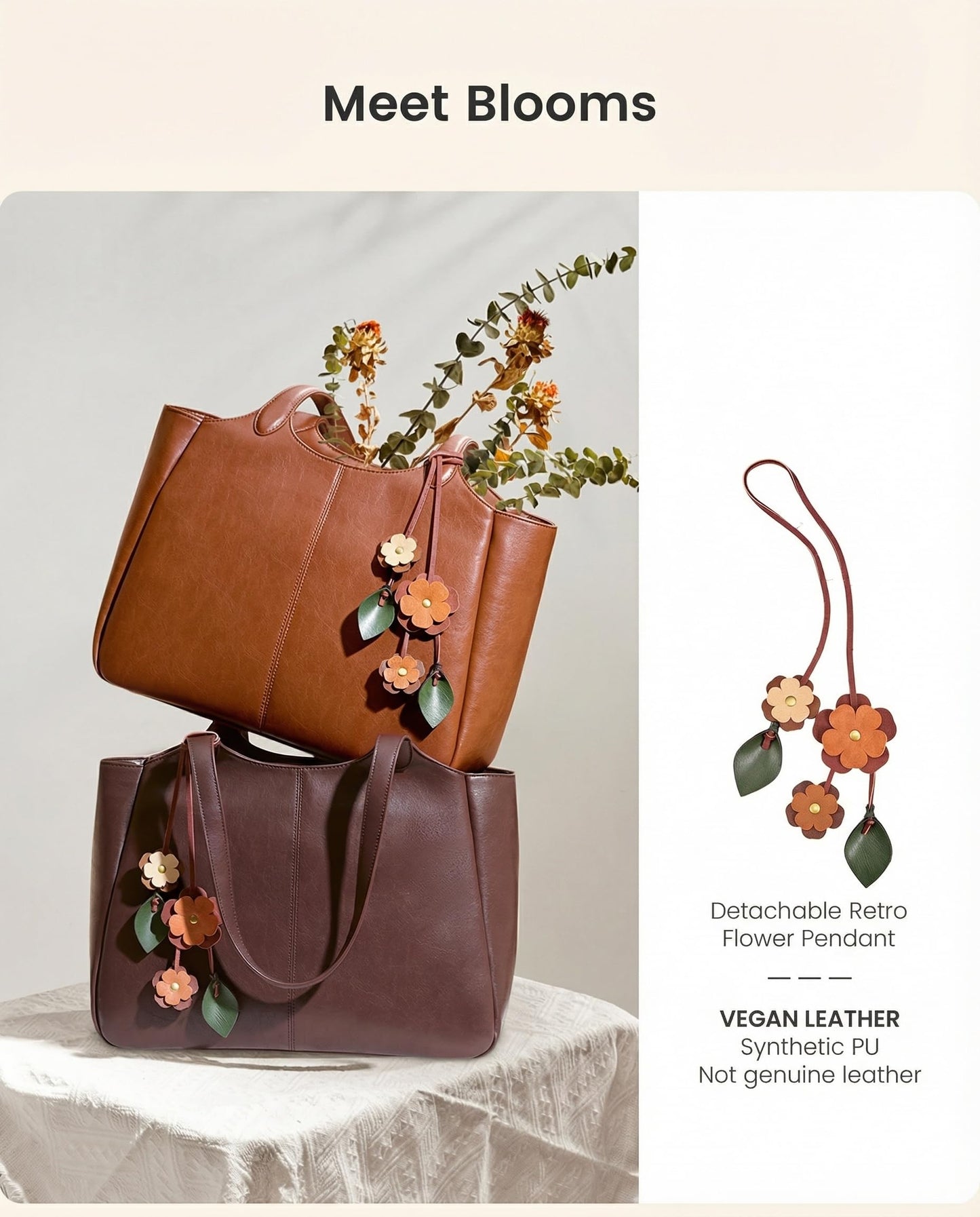 LOVEVOOK Tote Bag for Women, Leather Vintage Work Bag with 40oz Cup Holder,Nurse Teacher Shoulder Bag,Roomy,6 Pockets