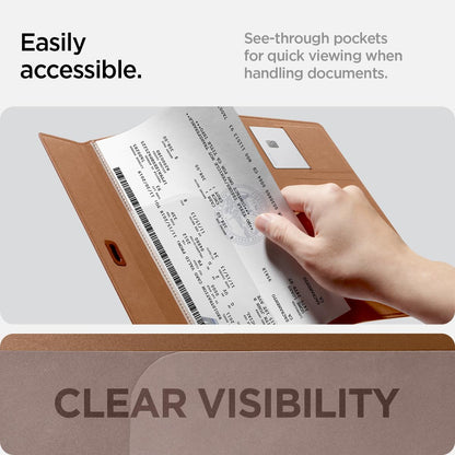 Spigen Hyper-Slim Car Registration and Insurance Card Holder for All Cars | ID License Essential Documents Holder [Tesla Model Y Juniper (2025/26) & 3/Y/S/X/Cybertruck] Car Essentials - Dune Beige