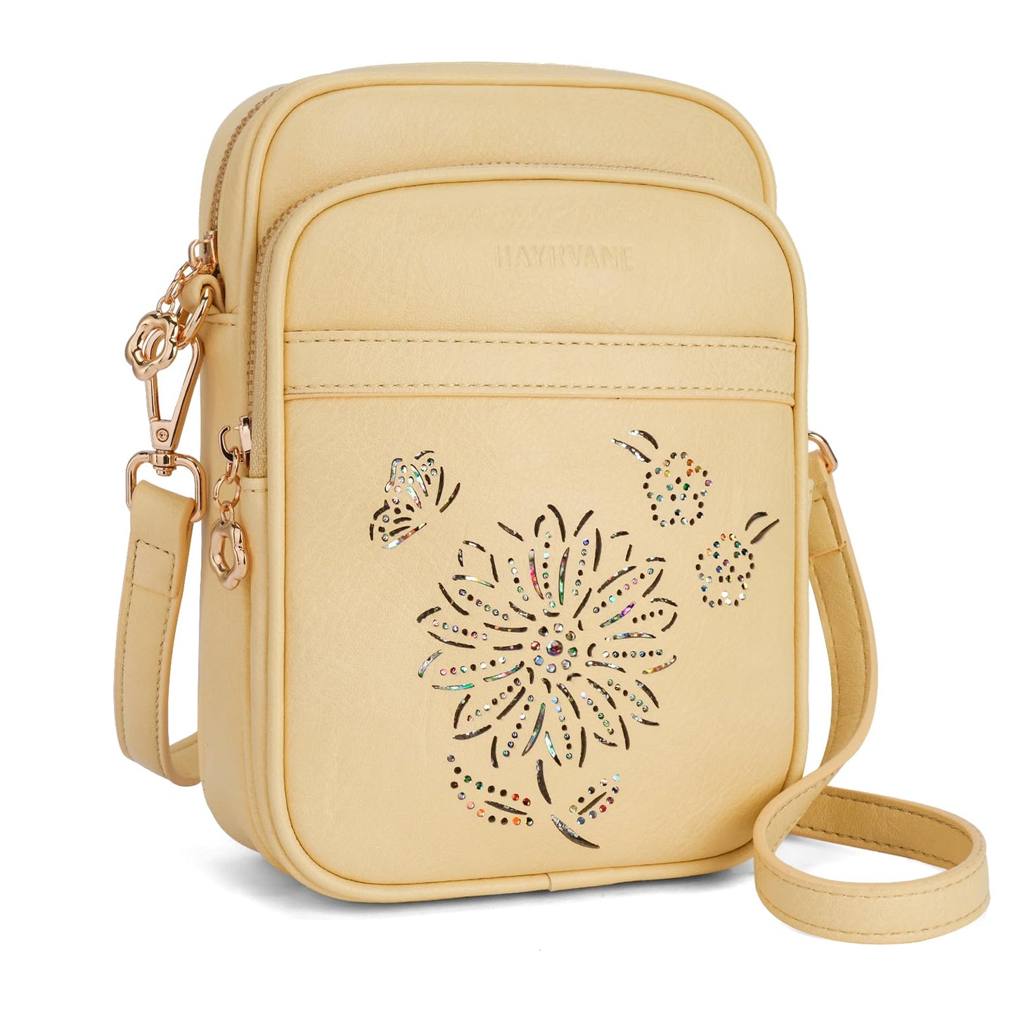 HAYRVANE Small Crossbody Bags for Women, RFID Phone Purse with Card Slots, Triple Compartments Lightweight Shoulder Bag
