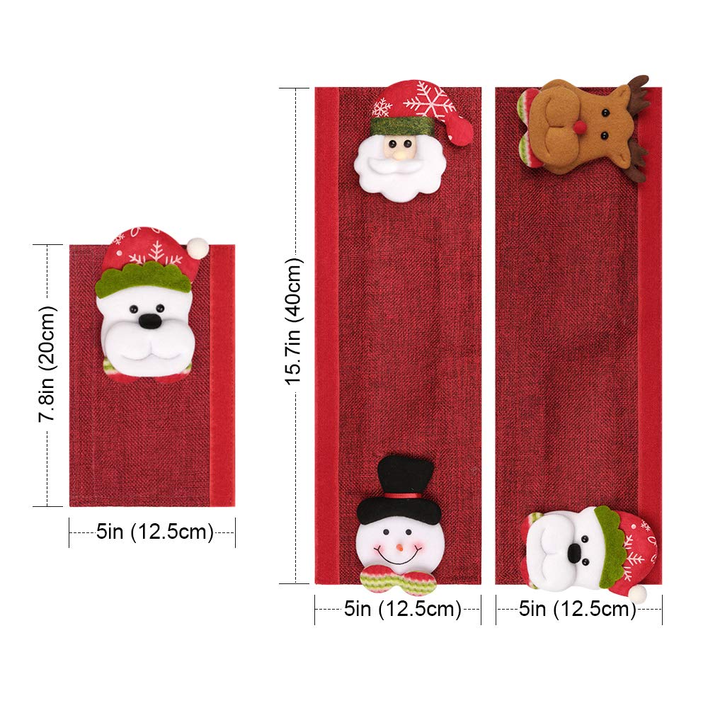 D-FantiX Christmas Refrigerator Handle Covers Set of 8, Santa Snowman Kitchen Appliance Covers Fridge Microwave Oven Dishwasher Refrigerator Door Handle Covers Protector Christmas Decorations