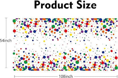 Rainbow Dot Tablecloth Colorful Polka Dot Tablecloth 54"x108" Rectangle Polyester Fabric Table Cover for Rainbow Birthday Baby Shower Christmas Carnival Festival Paint Theme Party Decor Supplies