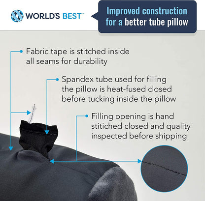 Wolf Essentials Microbead Bolster Tube Travel Pillow - Compact Neck Roll Pillow for Airplane, Car, or Home - Soft Lumbar Support Pillow - Navy