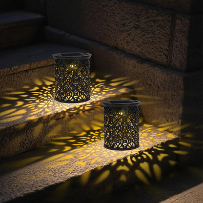 Small Solar Lanterns Outdoor Waterproof, Hollow Out Retro Solar Lights Auto On/Off for Outside Garden Yard Patio Porch Tabletop Decor (2)