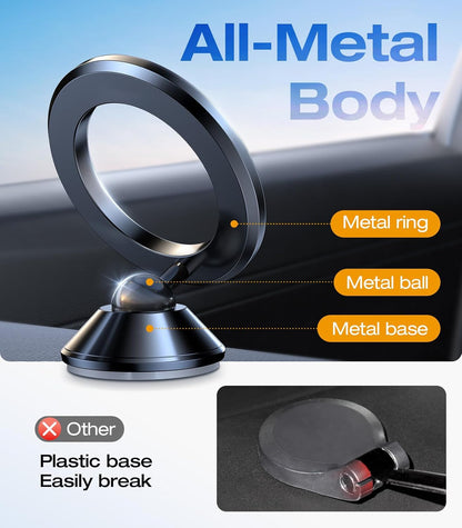 VICSEED 2025 Upgrade for MagSafe Car Mount, [Military-Grade] [High & Low Temp Resistance] Magnetic Phone Holder for Car Dashboard 360 Rotatable Car Phone Holder Mount for iPhone 17 Pro Max 16 15 14 13