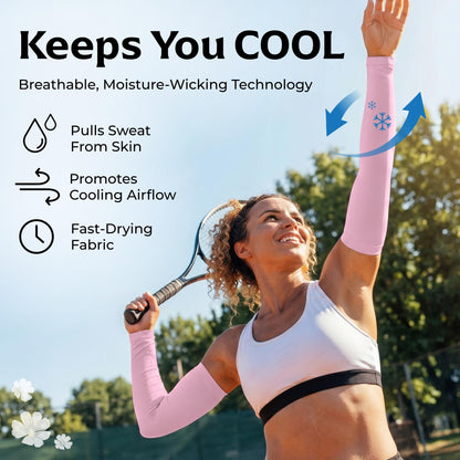 SportsTrail Women’s Cooling Arm Sleeves – UPF 50+ Sun Protection with Smooth Cooling Fabric, Tailored Narrow Fit and Discreet Non-Slip Knit Grip – Suitable for Training, Travel