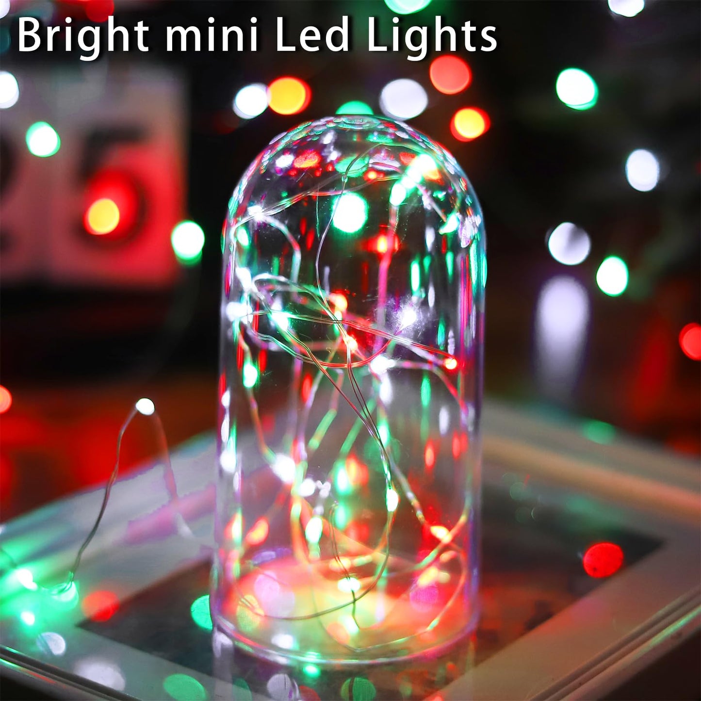 Solar Christmas Lights Outdoor Waterproof, Red White Green Fairy String Lights, IP67 2PACK Total 200LED 66FT with 8Modes, Outside Christmas Decorations Lights for Tree, Garden, Patio, Fence, Balcony
