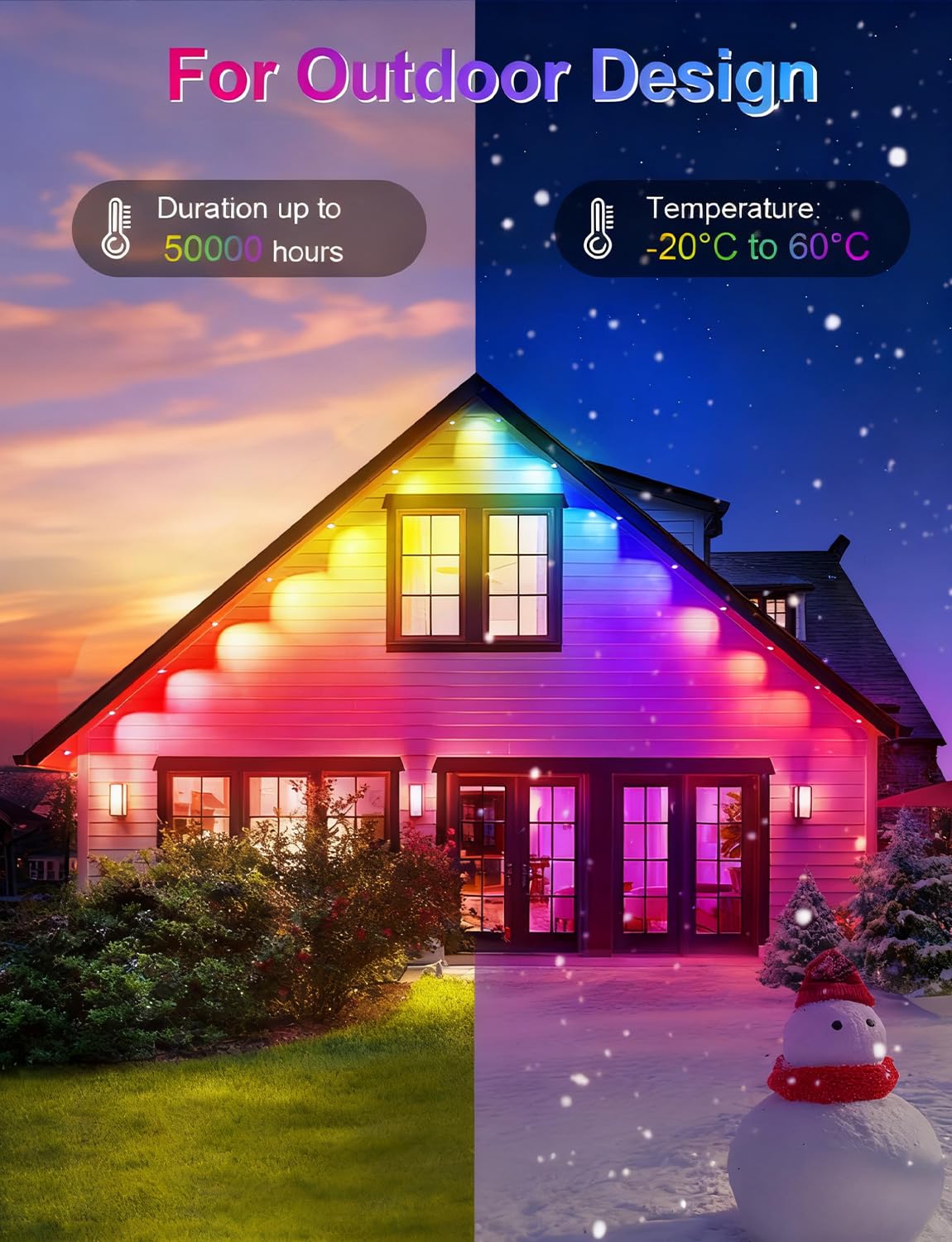 CCILAND 50Ft Permanent Outdoor Lights, 30 LED Eternity RGB&IC Smart Eaves Lights with Remote App 209 Scene Modes IP67 Waterproof for Christams, Party Decor