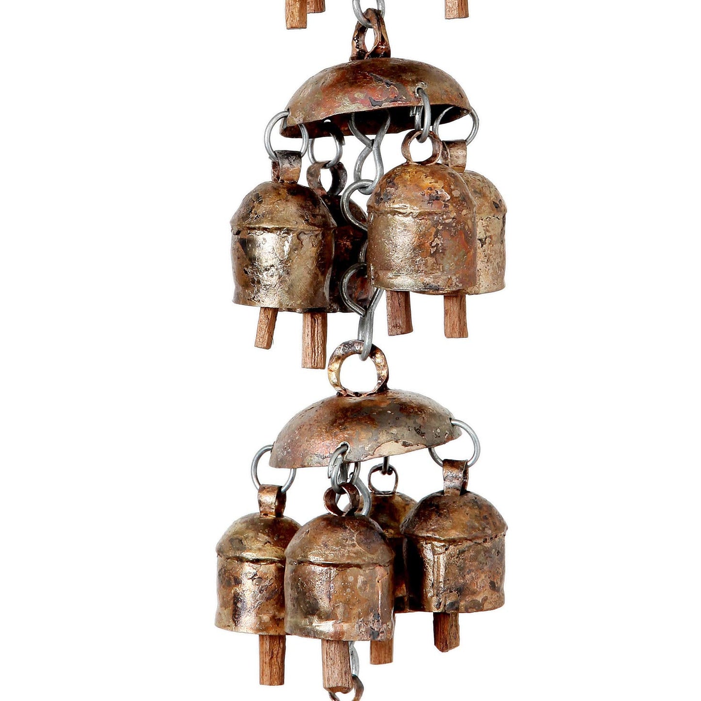 Chandelier Wind Chimes Metal Rustic Gold 13 Bells for Front Door Christmas Decor & Gifts