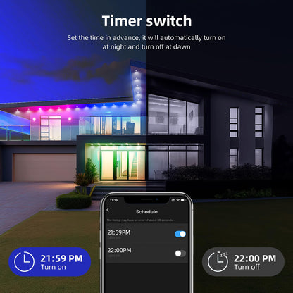 Permanent Outdoor Lights, 50ft Smart RGB Outdoor Light, 36 LED Eaves Lights with 54 Scene Mode, IP67 Waterproof for Halloween, Christmas, New Year, Holidays, Daily Lighting, APP Voice Remote Control
