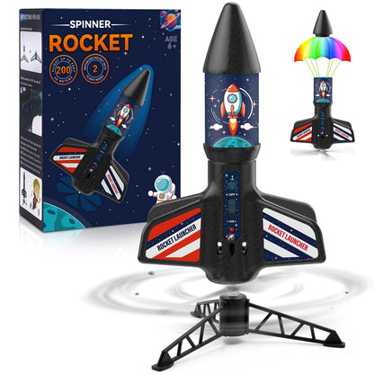 Eieymct Rocket Launcher for Kids - Self-Launching 200 ft Motorized Outdoor Electric Play Toy, High Flying Kids' Play Air Rocket with Launch Set, Birthday Toys Gifts for Boys 8-12, Rocket Pattern