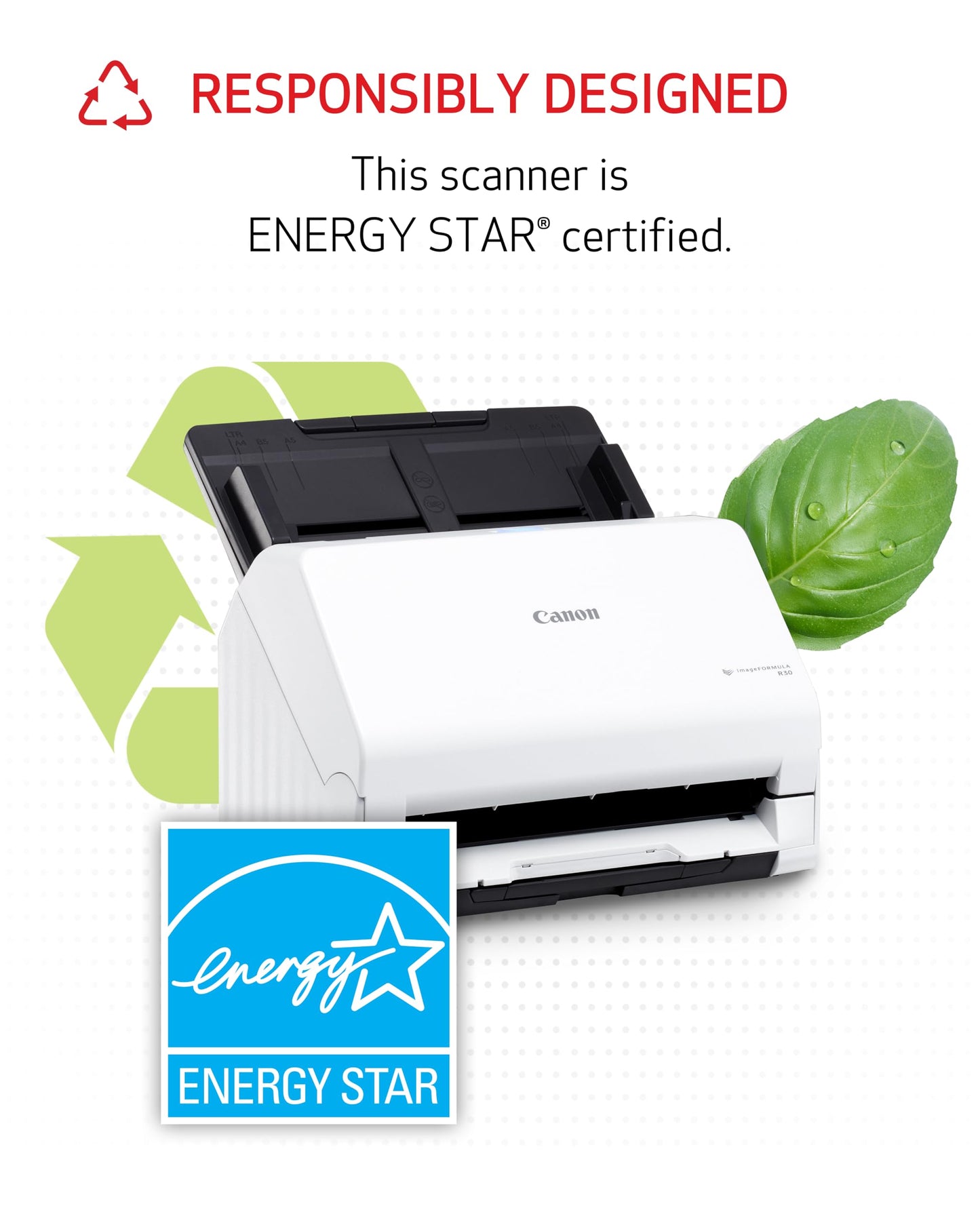 Canon imageFORMULA R30 - Office Document Scanner, Auto Document Feeder, Duplex Scanning, Plug-and-Scan Capability, No Software Installation Required