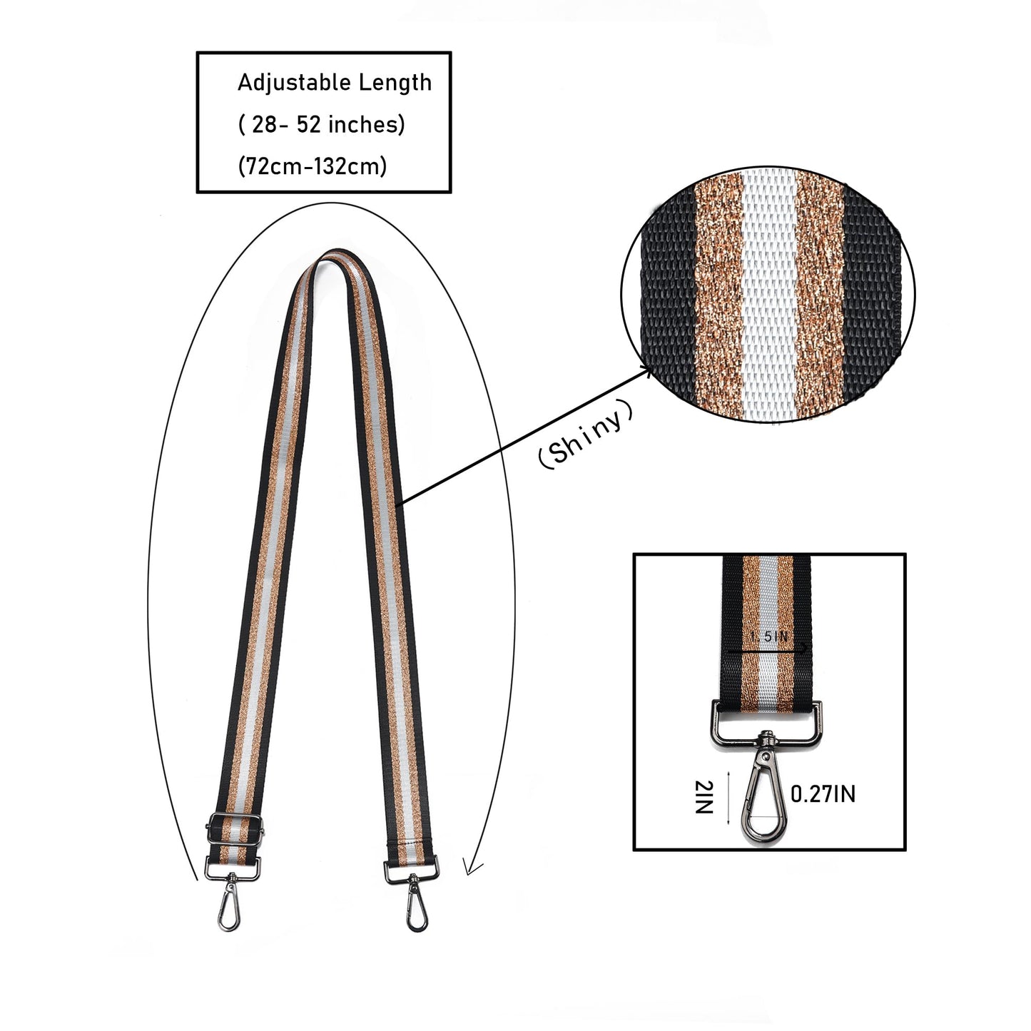 LVYOUME Black Hardware Purse Strap Adjustable Replacement Belts Wide Bag Straps for Canvas Crossbody Purses Messenger Bags Shoulder Handbags