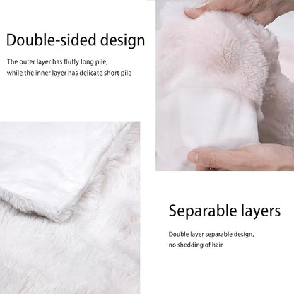 Luxury Faux Fur Throw Blanket 3D Bubble for Couch - Fluffy Blanket Double-Sided Non-Shedding, 60x80 Inches, Fits Bed/Car/Camping/Patio, Gift for Women,Room Decor,White