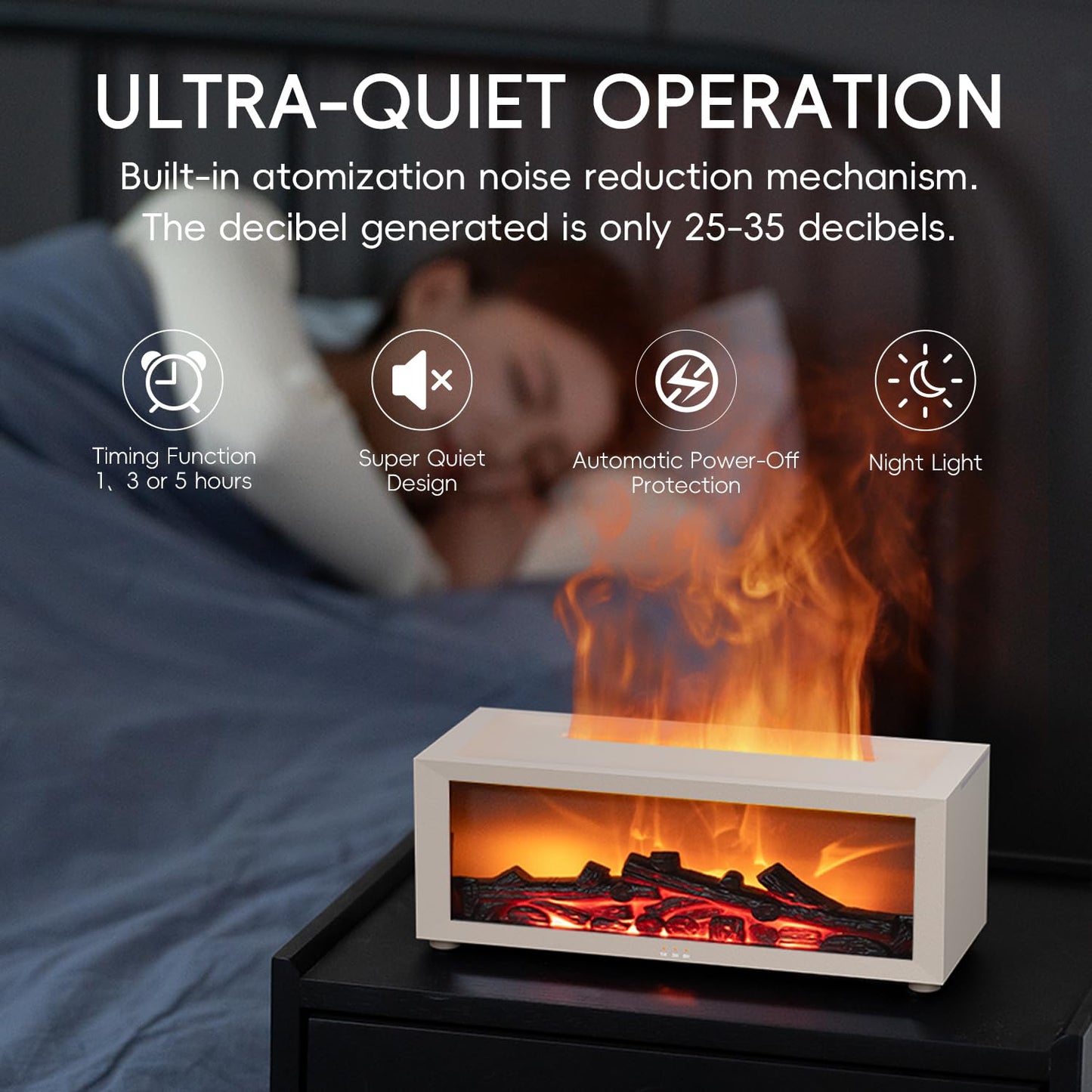 YALEDI Essential Oil Diffuser, 7 Colors Fireplace Flame Fire Oil Diffuser, 150ml Ultrasonic Aromatherapy Humidifier, Scent Diffuser with Remote Control & Timer for Home,Bedroom,Office,Yoga (White)