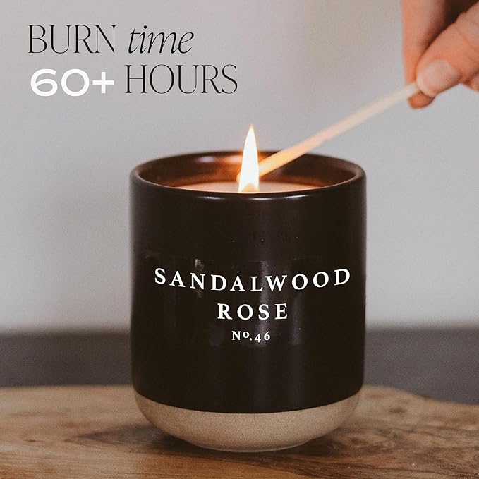 Sweet Water Decor Fraser Fir Soy Candle | Cypress, Evergreen, Cedar, and Fir Balsam Scented Candles for Home | 12oz Black Stoneware Jar, 60+ Hour Burn Time, Made in The USA