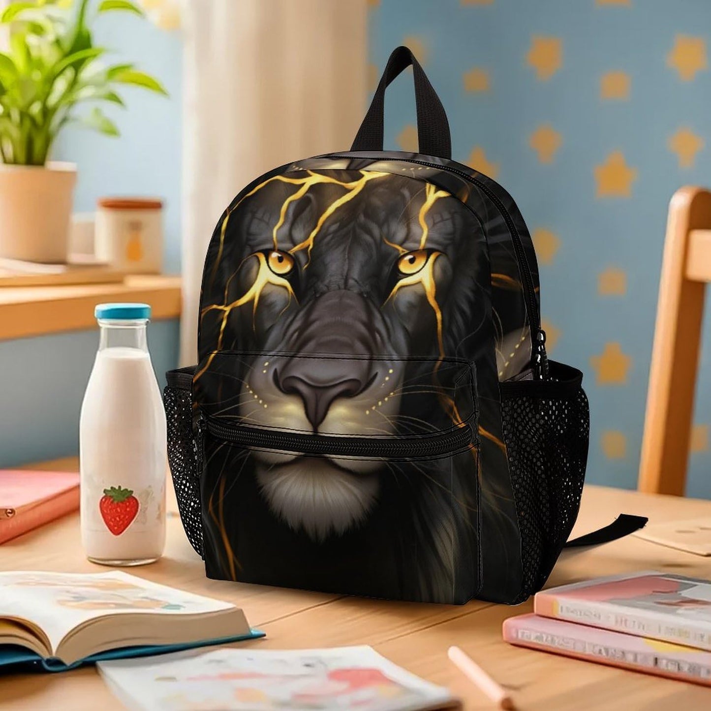 SKHJCY Black Lion Mini Backpack for Women, 13 Inch Lightweight Fashion Daypack, Durable Small Rucksack with Side Pockets, Casual Travel Bag for Teens And Adults