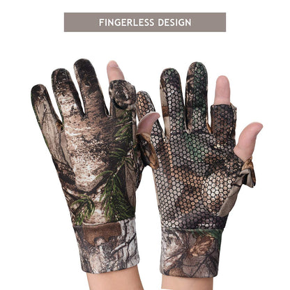 EAmber Camouflage Hunting Gloves Full Finger/Fingerless Gloves Pro Anti-Slip Camo Glove Archery Accessories Hunting Outdoors (M) (L) (L)