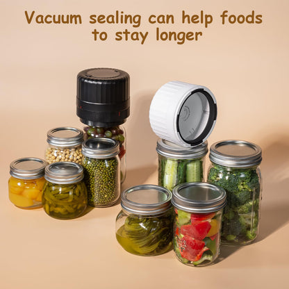HTPOW Electric Mason Jar Vacuum Sealer - Fully Automatic Mason Jar Vacuum Sealer Kit for All Mason Jars with Regular Lids and Wide Mouth Lids, A Must-Have Tool for Canned Foods/Pantry - Black
