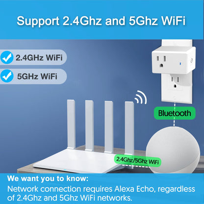 YNF Smart Plug, Simple Setup with One Voice Command, Works with Alexa Only, Remote Control with Timer Function, Bluetooth Mesh Outlet, Alexa Echo Required （2 Pack）