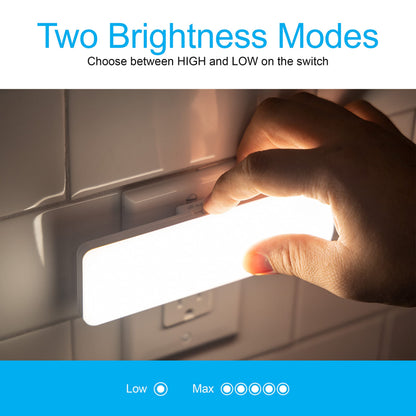 GE Ultrabrite LED Light Bar Night Lights Plug Into Wall Room Decor Ambient Lighting Dusk to Dawn Sensor Bright Nightlight, White, 100 Lumens, 2 Pack