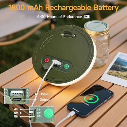 LEDLAY 33FT Camping String Lights, Rechargeable String Lights with 8 Modes, Waterproof Outdoor Lights with Delay Closure, Retractable Design & Hooks for Outdoor Patio Awning Garden Party Essentials