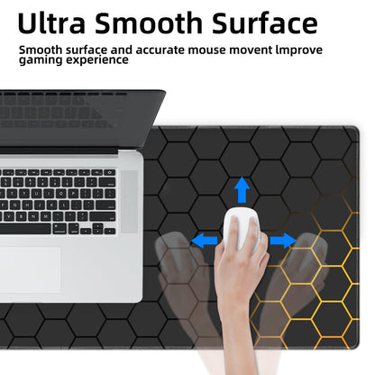 Galdas Gaming Mouse Pad XXL XL Large Long Extended Big Mousepad Non-Slip Rubber Keyboard Mouse Pad with Stitched Edges for Laptop Home Office (31.5x11.8x0.08 Inch) … (Grid)