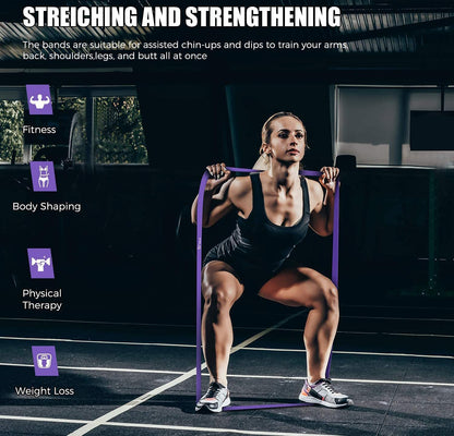 VEICK Resistance Bands for Working Out, Rubber Exercise Band Set for Men Women, Heavy Full Body Elastic Workout Bands Equipment for Home Fitness Gym, 4pcs