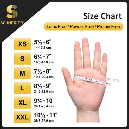 Schneider Nitrile Exam Gloves, Black, Medium, Box of 100, 5 Mil Thick Disposable Gloves, Powder Free, Latex Free, Non Rubber - for Medical, Cleaning & Cooking, Barbecue, Food Prep