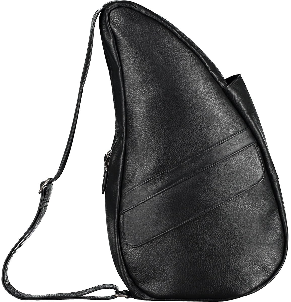 AmeriBag 19" Full-Grain Leather Healthy Back Bag Ergonomic Crossbody Sling for Everyday Use, Travel & Walking Comfort (Black)
