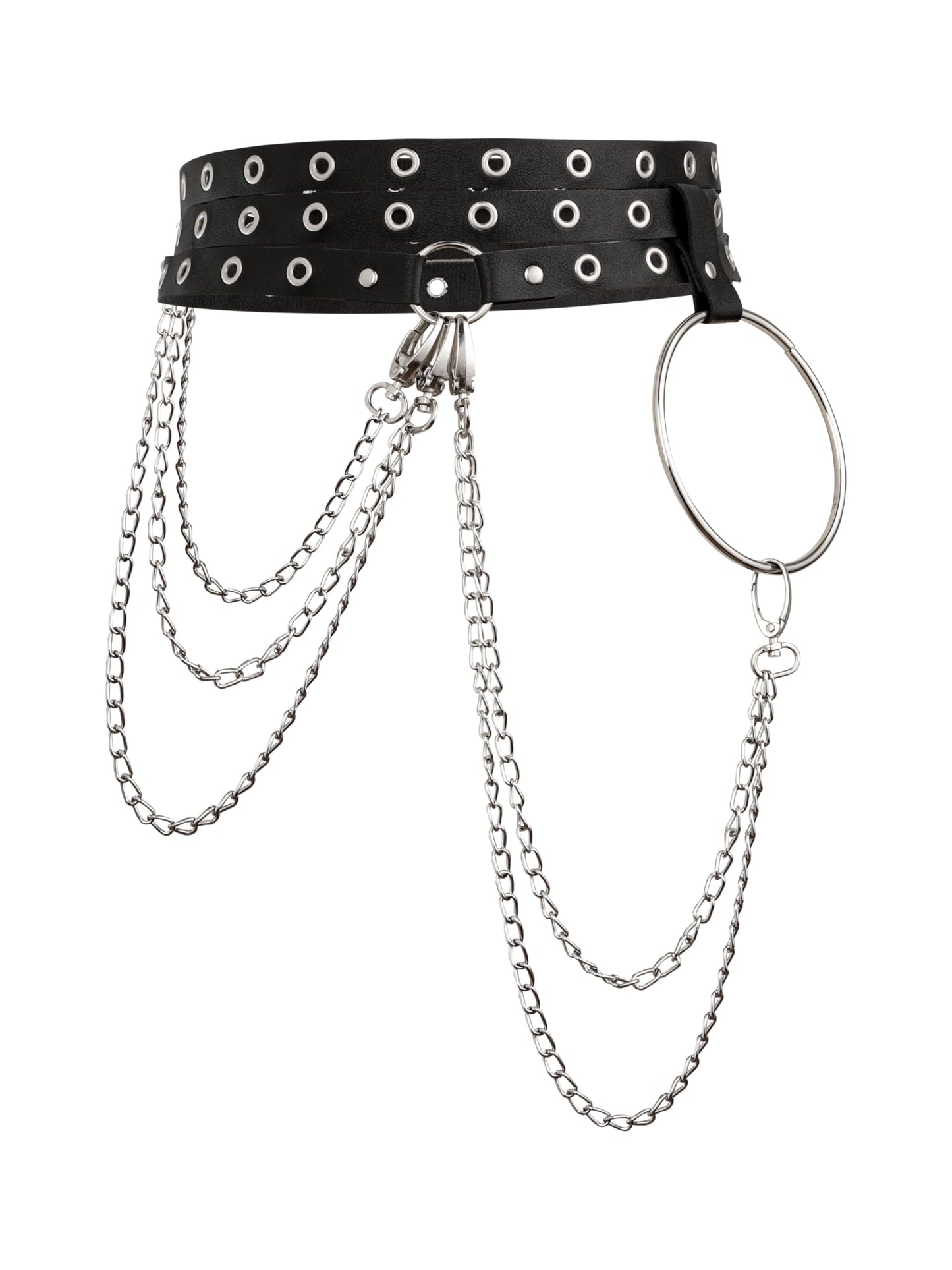 Sacina Black PU leather Waist Harness Belt, Emo Punk Grunge Goth Belt, Gothic Punk Accessories