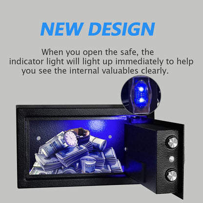 Sdstone Safe Box with Sensor Light,Hidden Safe Box with Key & Digital Lock for Home and Company. Electronic Security Safe Box Wall or Cabinet Fixed Design, 0.4 Cubic Feet