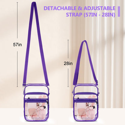 Blvornl Clear Crossbody Bag with Adjustable Shoulder Strap, Stadium Approved PVC Purse Bag, Messenger Bag