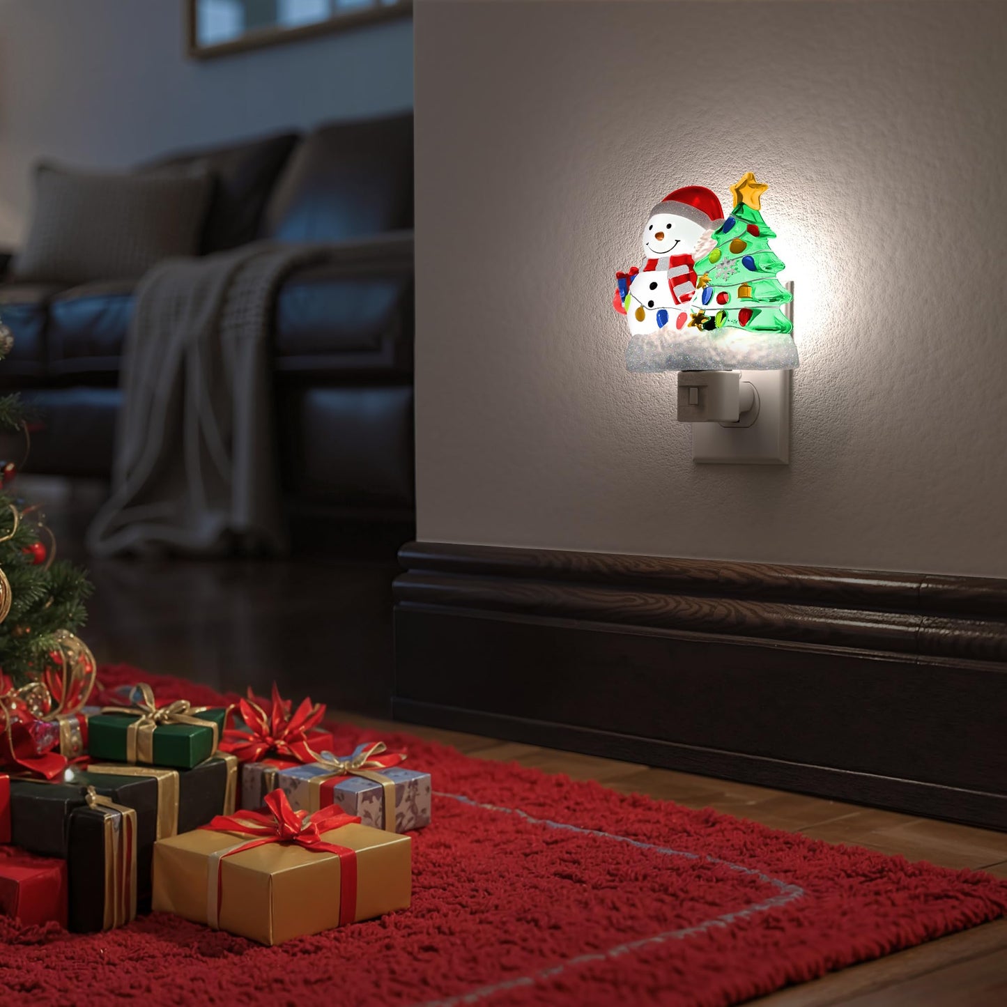 Briignite Snowman Christmas Tree Night Light[2 Pack], 5000K Night Lights Plug into Wall, Christmas Tree Cute Night Light for Kids, Plug in Nightlight with 360° Rotatable for Christmas Decor Party