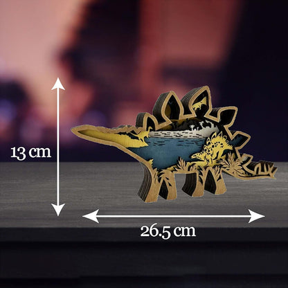 3D Wood Carving Lamp Home Creative Decorative, Funny Family Presents Ideas Christmas Living Room Office Decor Warm LED Night Lights Christmas Birthday Gift for Friend Son Dad Boys (Stegosaurus)
