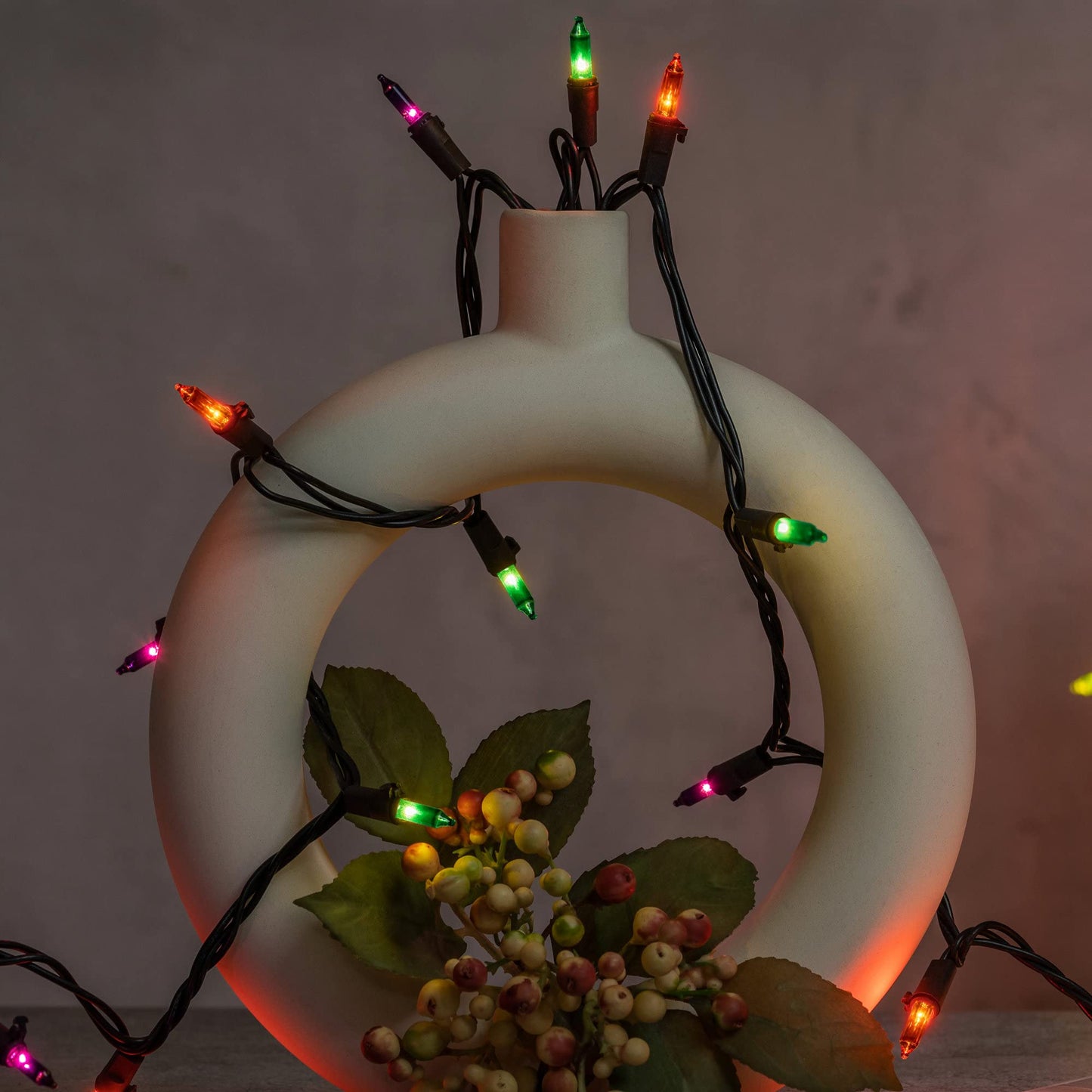 YULETIME 200 Orange Green Purple String Lights, 2-Set 33' 100 ct Black Wire