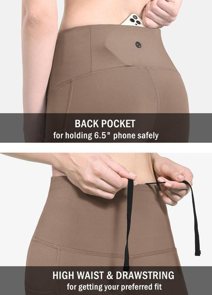 baleaf Women's Waterproof Leggings Fleece Lined Thermal Warm Winter Yoga Water Resistant Pants with Pockets Cocoa Creme XS