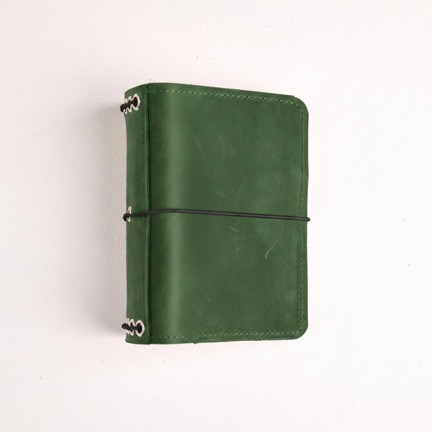 TORAKIP Travelers Leather Notebook Cover A6 – Refillable Leather Journal Cover with 5 Elastic Bands, Pen Holder & Pockets, Fits 4.1" x 5.8" Notebooks (Inserts Not Included), Green