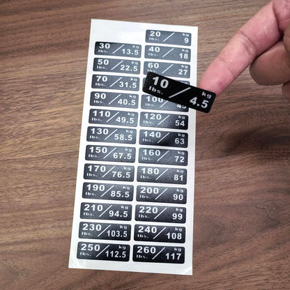 10-260lbs/4.5-117kg Weight Stack Labels Custom Weight Plate Stickers Gym Equipment Sticker Fitness Equipment Stickers