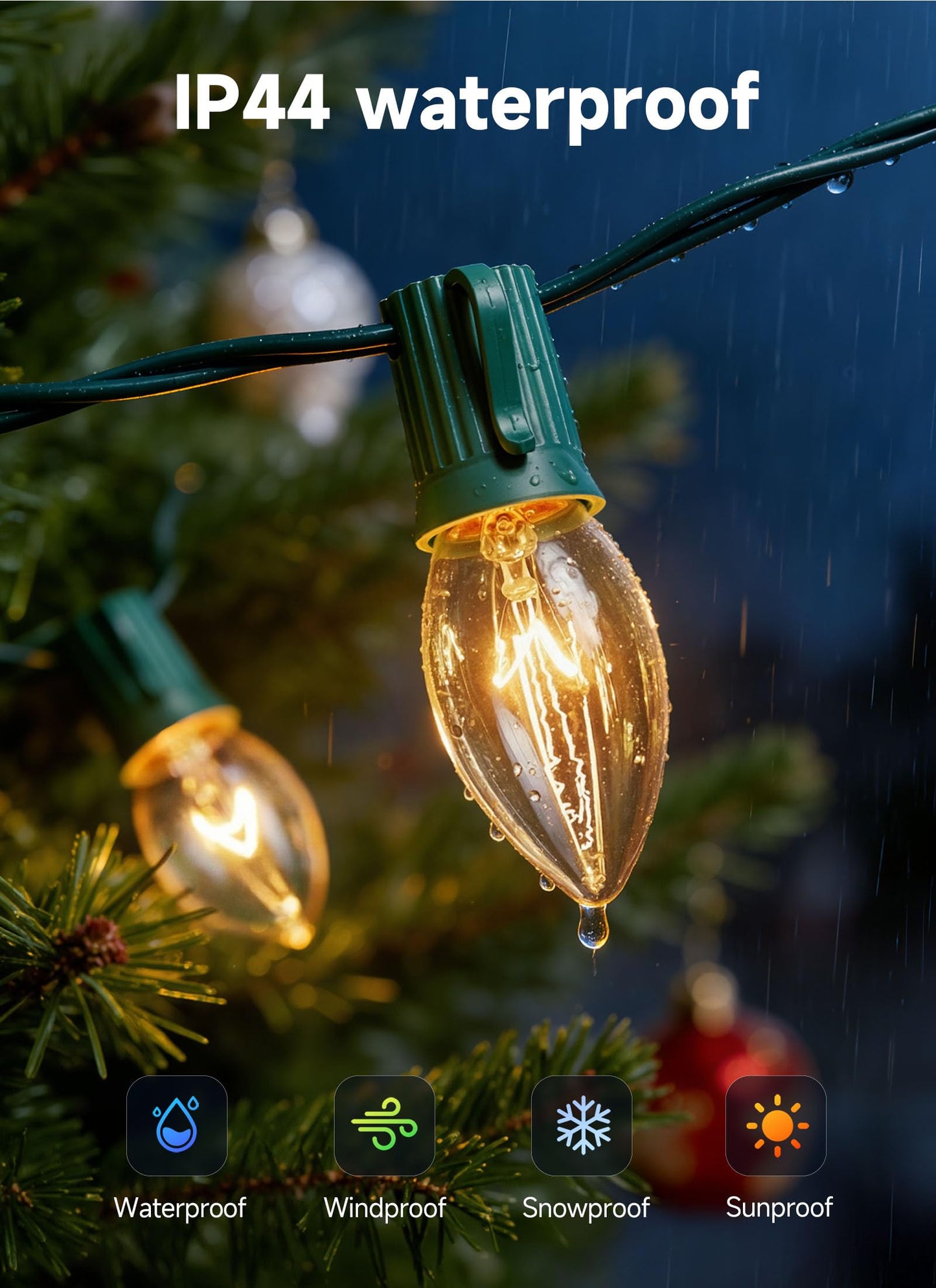 Minetom C9 Clear Christmas String Lights, 25FT 25 Bulbs Bright & Warm Outdoor Christmas Lights, Long Life C9 String Lights for Tree Patio Gazebo Wreath, Green Wire