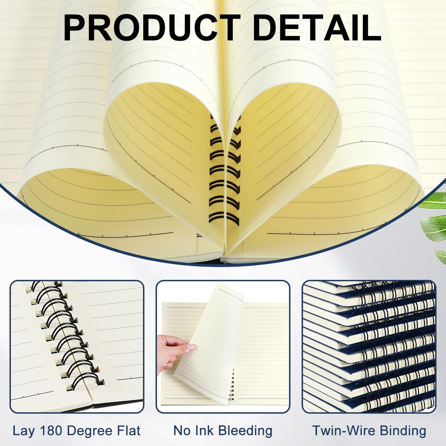 Yahenda 108 Pcs Spiral Notebook Bulk A5 Journal Lined 8.3'' x 5.5'' Writing Composition Paper Small Notepad Subject Notebook for Students Office Business Back to School Supplies (Deep Blue)