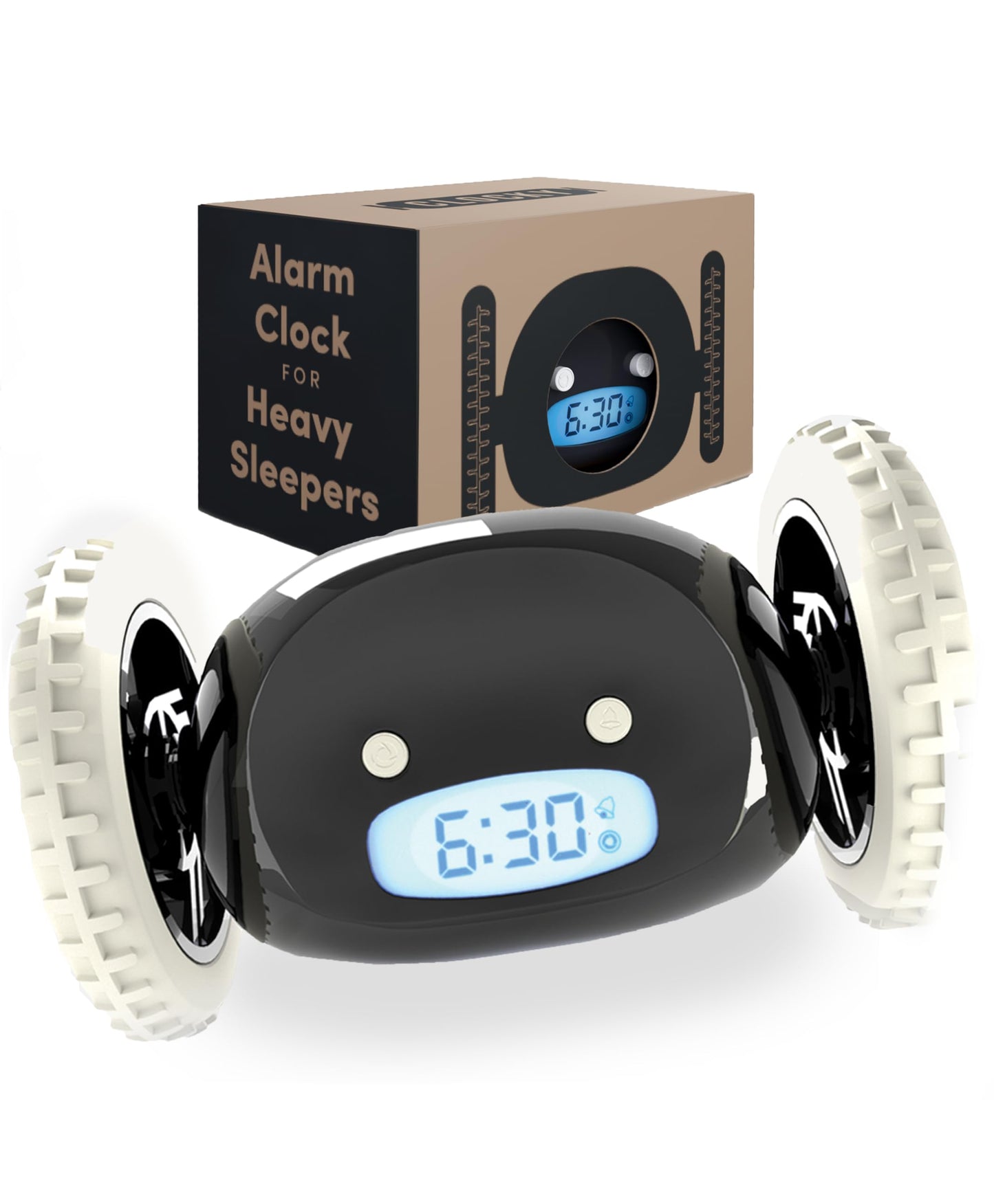 CLOCKY Alarm Clock on Wheels – Loud Rolling Alarm Clock for Heavy Sleepers | Runaway Clock that Jumps & Runs to Wake You Up | Funny Unique Gift for Adults, Teens & Kids Bedrooms (Black)
