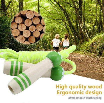 Jump Rope Kids, 7ft Adjustable Cotton Skipping Rope with Wooden Handle for Boys and Girls Fitness Outdoor Exercise
