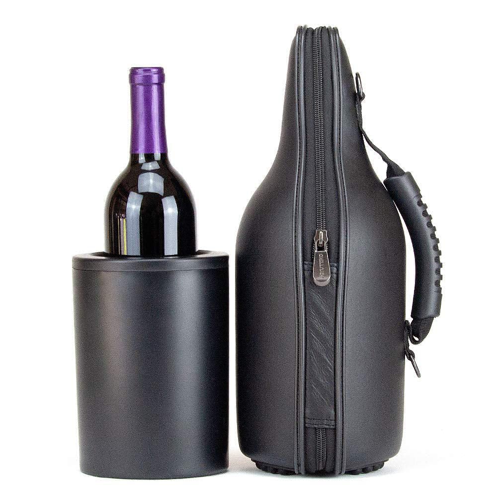 CaddyO Elegant Leather Insulated Wine Tote Chiller, This Wine Chiller Tote will actual take a warm bottle and chill it in less that 30 minutes
