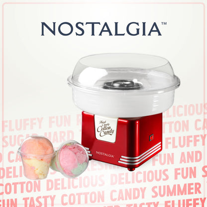 Nostalgia Vintage Hard and Sugar Free Candy Countertop Cotton Candy Maker, Includes 2 Reusable Cones And Sugar Scoop – Pink