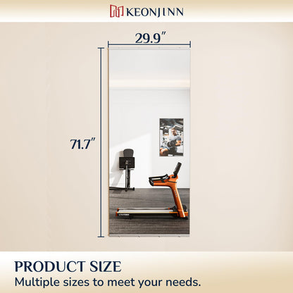 Keonjinn Home Gym Mirror, 72" x 30" Workout Mirrors for Home Gym, Frameless Tempered Glass, Full Body Wall Mirrors for Fitness Exercise, Yoga Room, Dance Studio, Garage