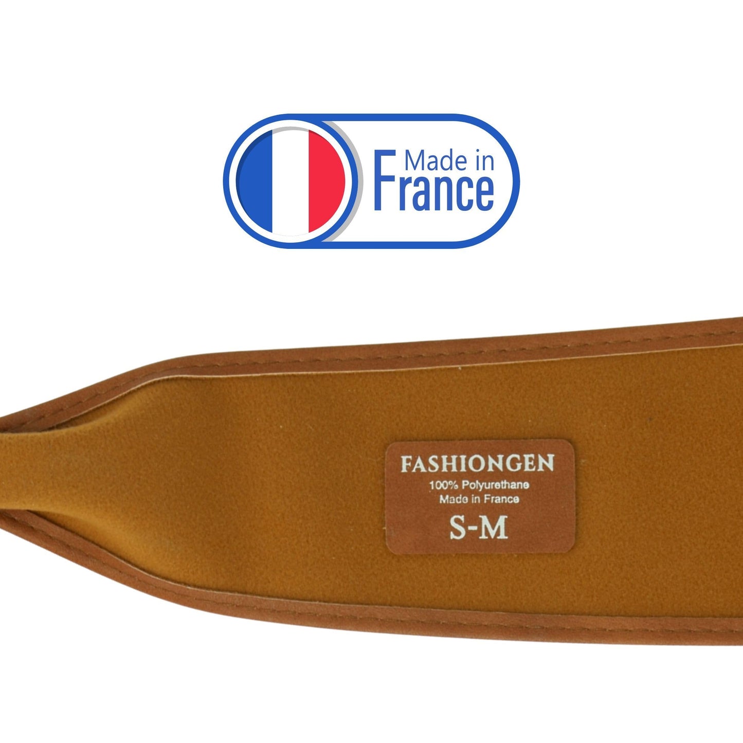FASHIONGEN Obi Belt for Women – Wide Waist Belt in Faux Leather, MICA - Camel, Small/Medium