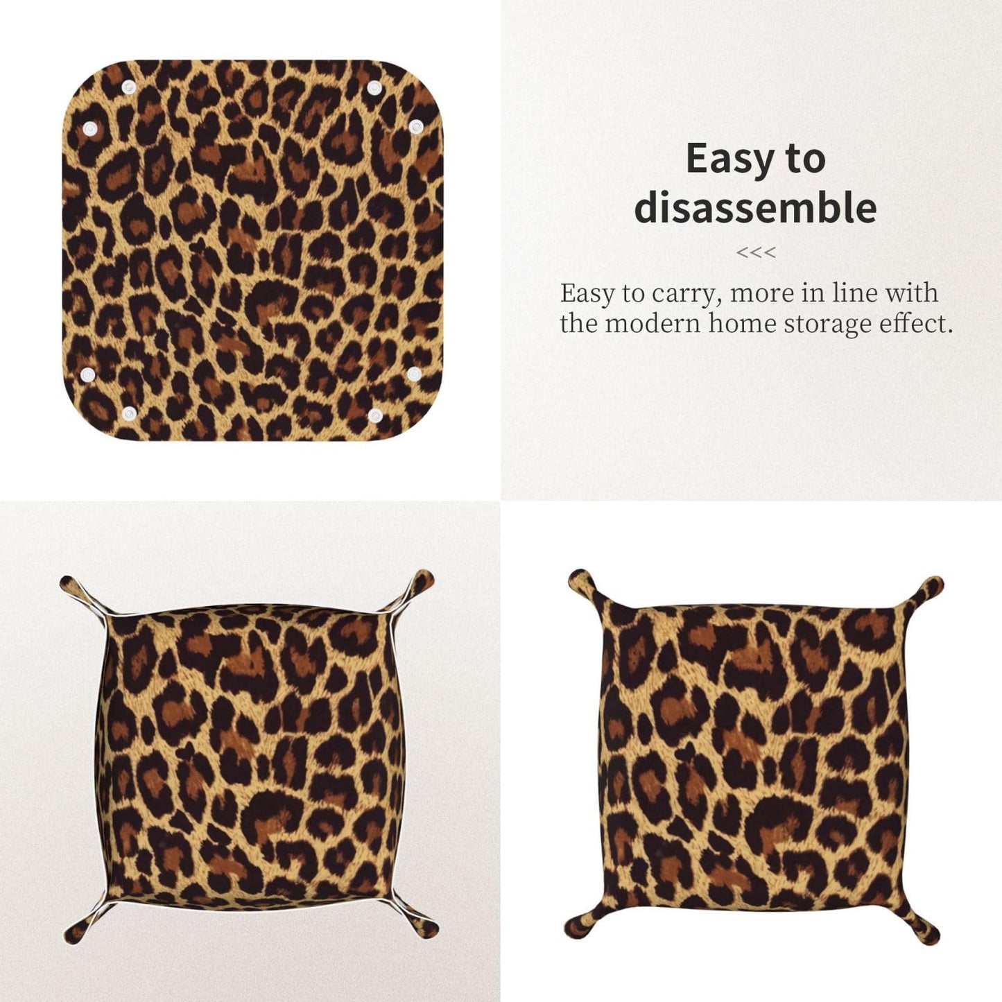 SGFJEWTQ Valet Tray Leather Cool Cheetah Leopard Portable Catchall Tray Desktop Storage Organizer Bedside for Men Women Jewelry Keys Coin Candy Sundries Medium