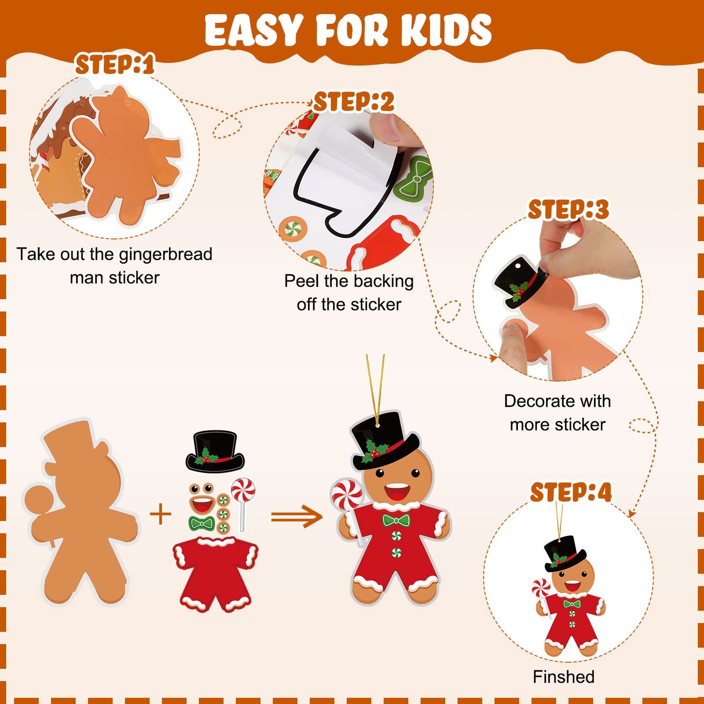 55 Pcs Christmas Crafts Kits for Kids DIY Gingerbread Ornaments Kit Make Your Own Gingerbread Man Arts and Crafts Projects for Kids Ages 3 4 5 6 8 10