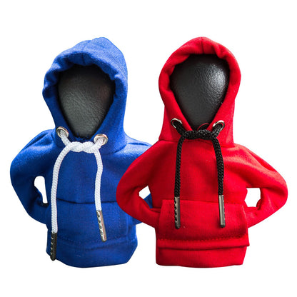ECDREAM 2Pcs Gear Shift Hoodie,Car Shift Knob Hoodie,Funny Car Gear Shift Cover,Automotive Interior Accessories and Decorations（Blue and Red）