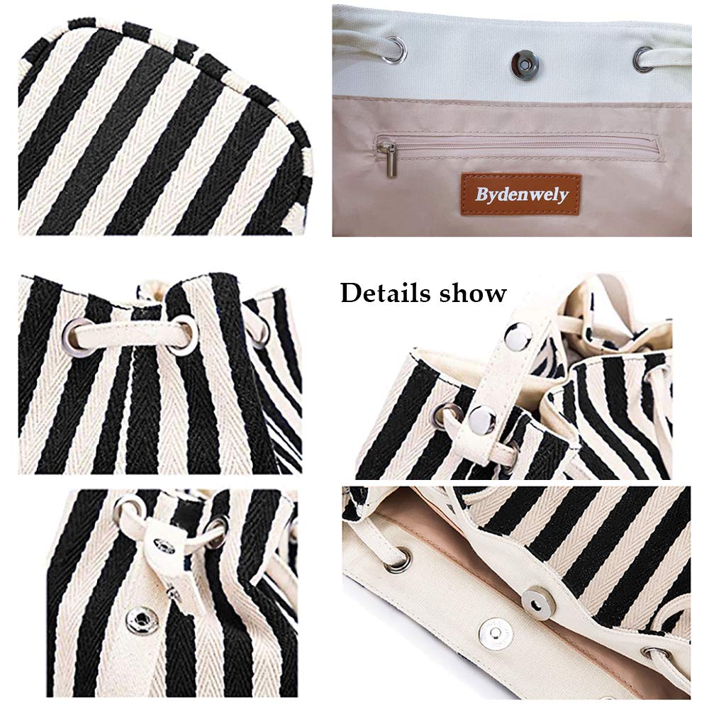 Bydenwely Women's Canvas Summer Tote Bags Small Shoulder Bag Daily Working Handbag for Holiday Travel Pool (Black, Small)